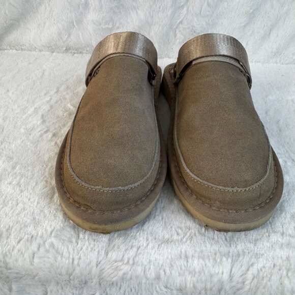 UGG Suede Slingback Slip-On Adjustable Strap Clogs Size 7 Beige Goldenstar Sand - Picture 2 of 8